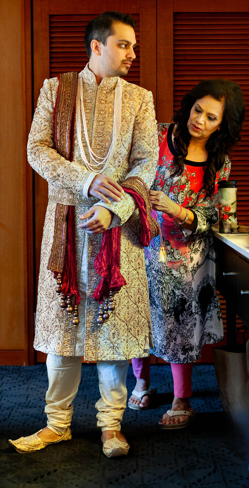 Groom in  Sherwani, with his mother